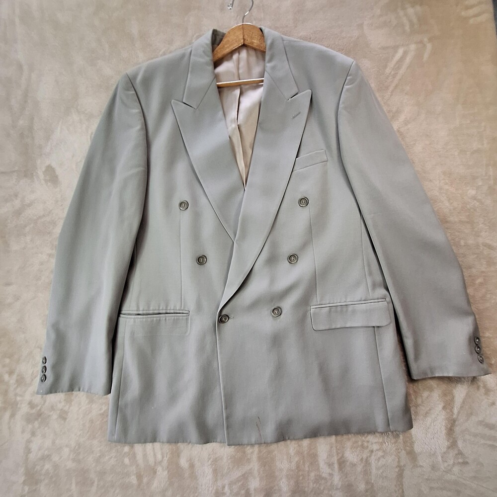 Franco Tassi Suit Jacket Mens 48 Long Big Tall Gray Wool Double Breasted